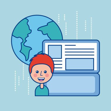 Çocuk Dünya dizüstü iletişim medya çizgi film