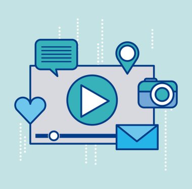 video oynatıcı ve sosyal medya simgeleri tasarım