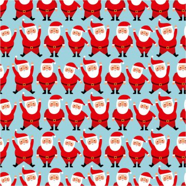 mutlu Noeller ve mutlu yeni yıl dekor için Noel Baba ile şirin seamless modeli