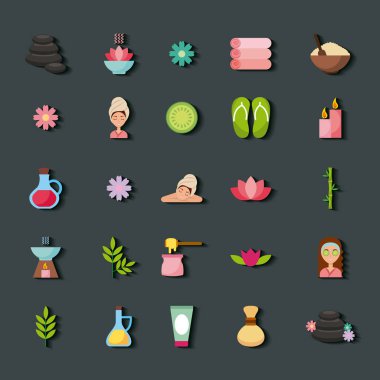 Spa mutfak eşyaları Icons set