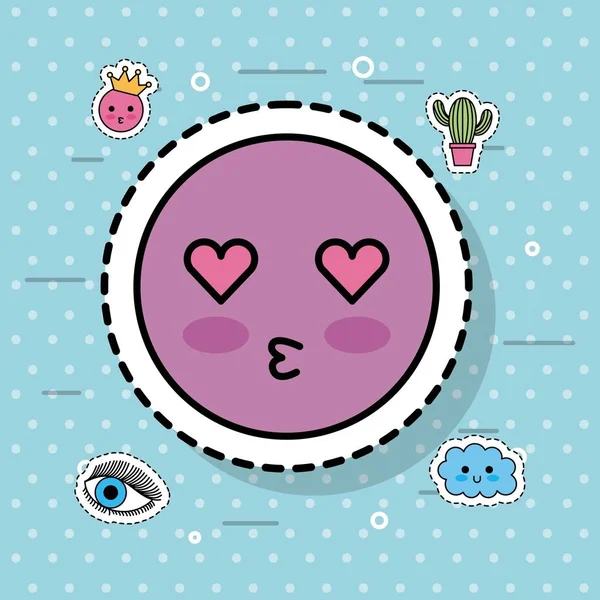Beso emoción para emoji pegatina — Archivo Imágenes Vectoriales