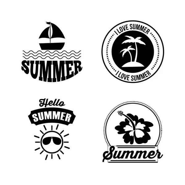 Icono conjunto verano plano — Vector de stock