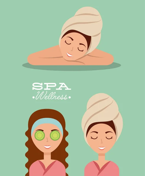 Belleza niñas spa — Vector de stock