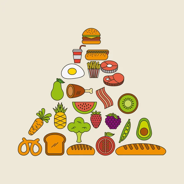 Ilustrace potravinové pyramidy — Stockový vektor