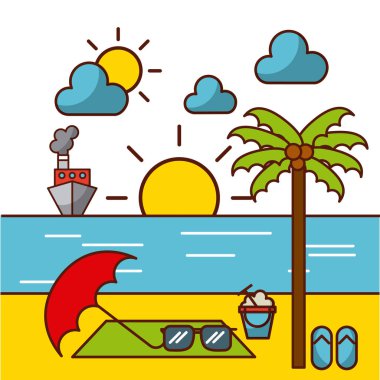 tropikal plaj ve ilgili simgeler resim 