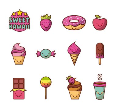 Kawaii gıda renkli arka plan görüntüsü ile