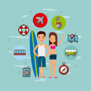 genç bir turist Çift