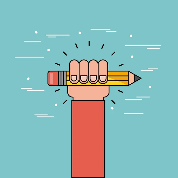 Ręka trzymać ołówek płaskie — Wektor stockowy