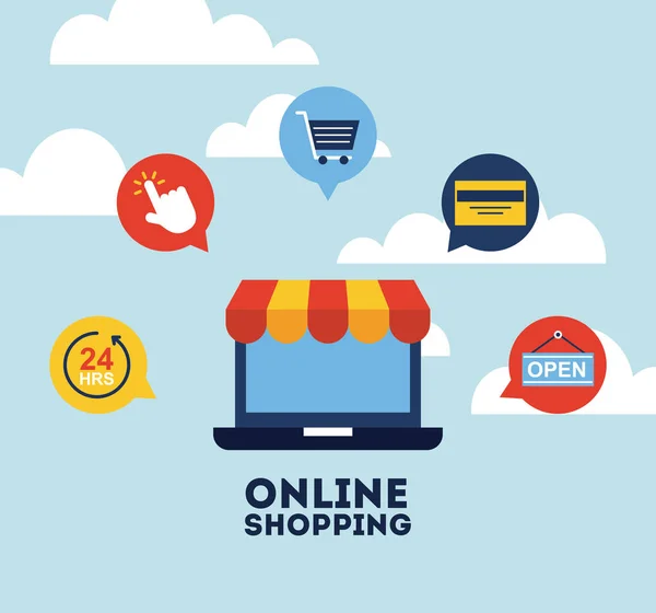 Online shopping flat — Stock Vector