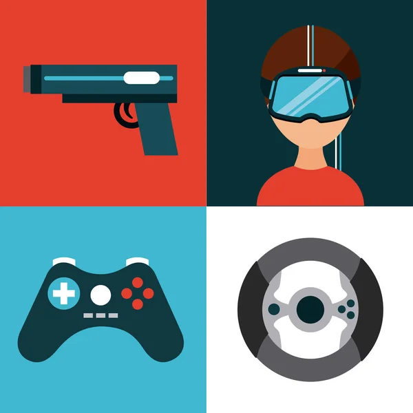 Iconos conjunto de realidad virtual — Vector de stock