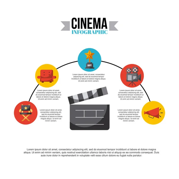 Cinema infográfico e filmes — Vetor de Stock