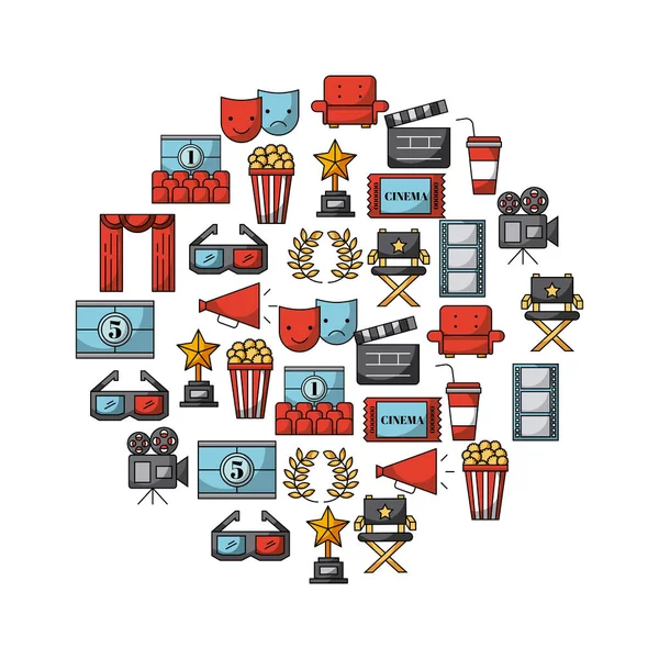 Icônes set films et cinéma — Image vectorielle