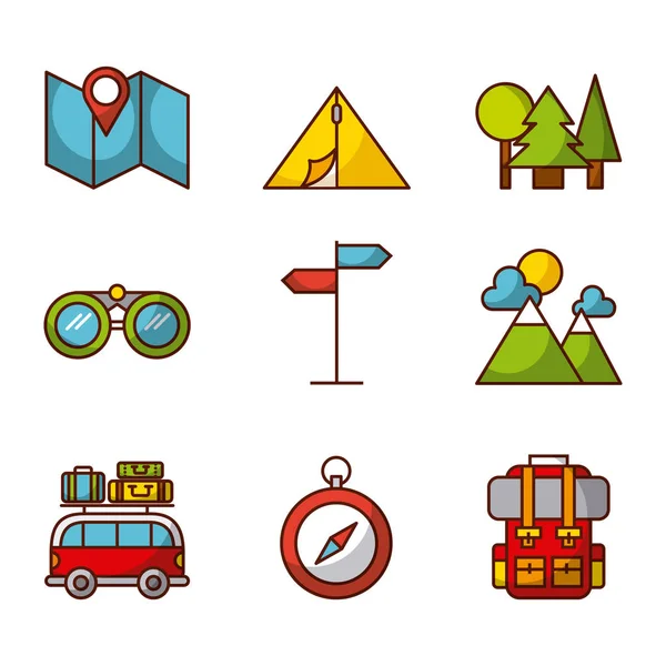 Camping relacionados icons image — Archivo Imágenes Vectoriales