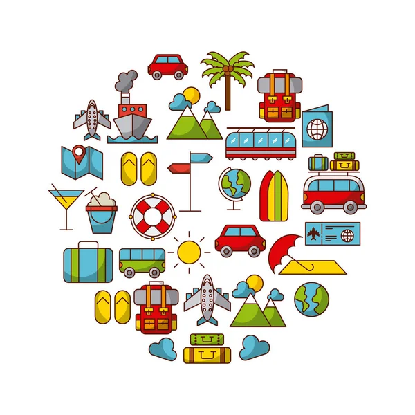 Imagem de ícones relacionados a viagens —  Vetores de Stock