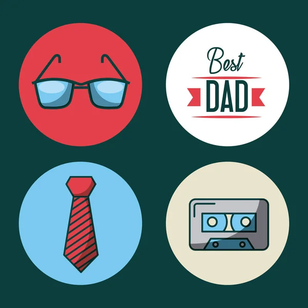 Fathers day related icons and lettering image — Stock Vector