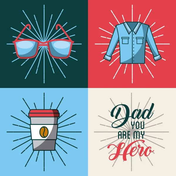 Fathers day related icons and lettering image — Stock Vector