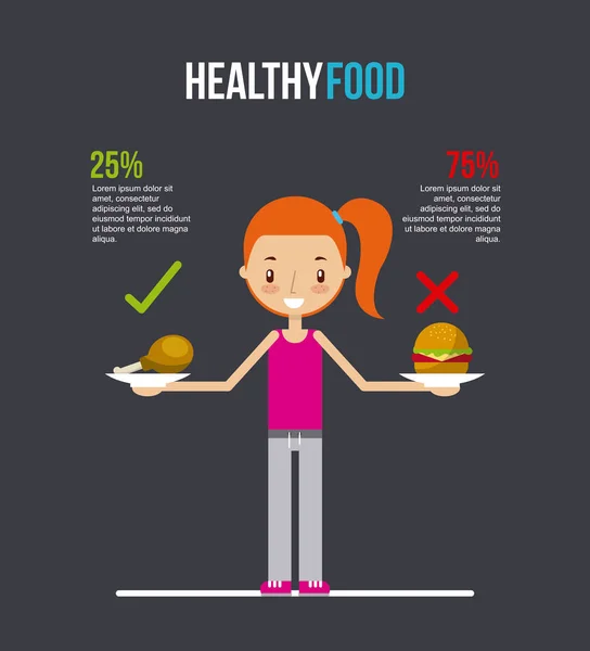 Infográfico de alimentos saudáveis com ícones relacionados — Vetor de Stock