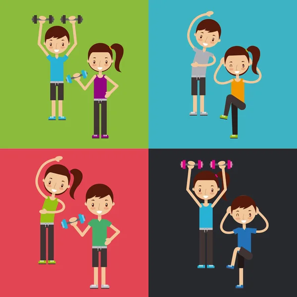Feliz fitness imagen de la gente — Vector de stock