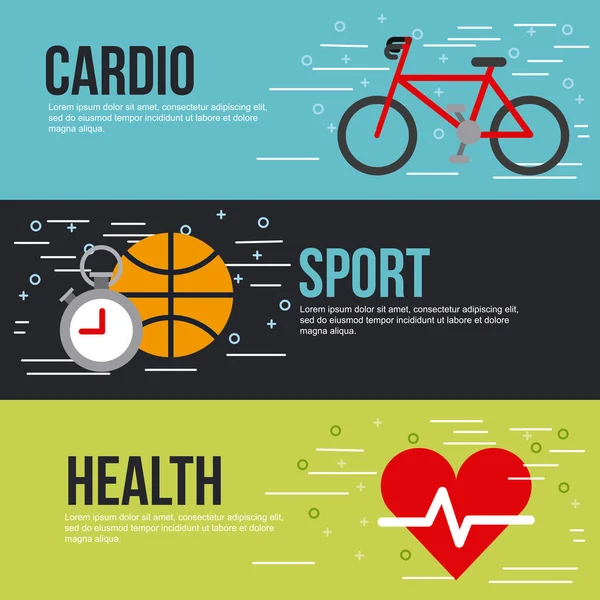 Cardio olahraga kesehatan huruf infografis - Stok Vektor
