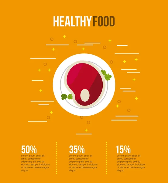 Healthy food infographic with related icon — Stock Vector