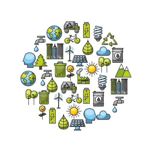 Eco friendly icone correlate immagine — Vettoriale Stock