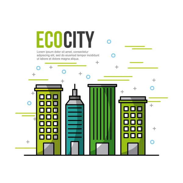 Eco city ekologické související ikony obrázek — Stockový vektor