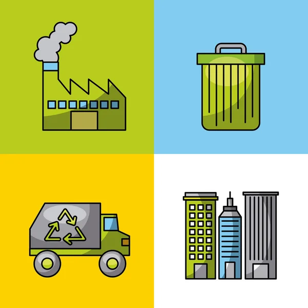 Iconos conjunto de basura — Vector de stock