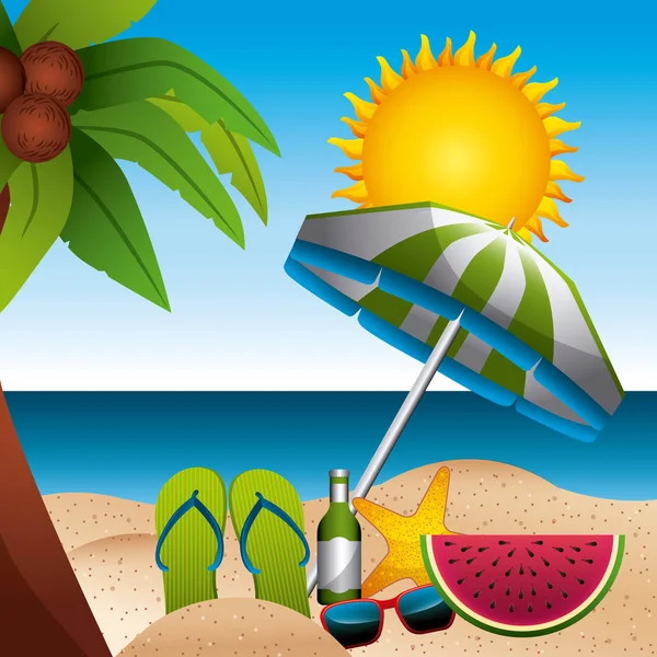 Plaża Tropikalne wakacje obrazu — Wektor stockowy
