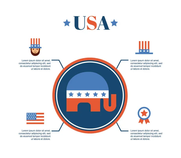 Imagen emblema del partido republicano — Vector de stock