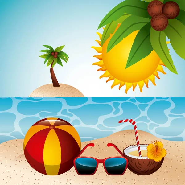 Plage tropicale vacances image — Image vectorielle