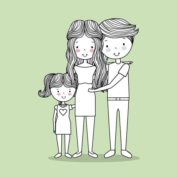 Mignon famille dessin à la main image — Image vectorielle