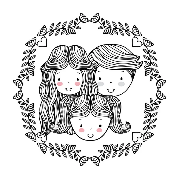 Simpatica immagine disegnata a mano famiglia — Vettoriale Stock