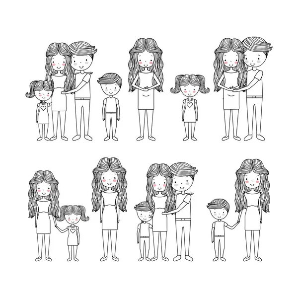 Mignon famille dessin à la main image — Image vectorielle