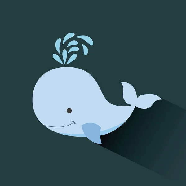 Lindo icono de la imagen de dibujos animados ballena — Vector de stock