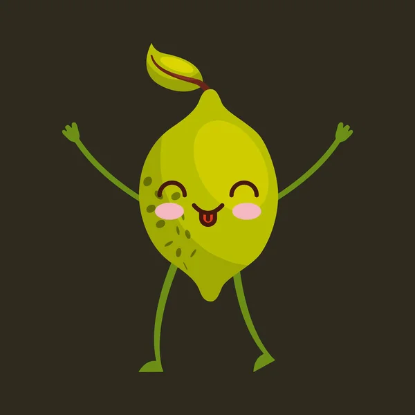 Fruta kawaii carácter icono de la imagen — Vector de stock