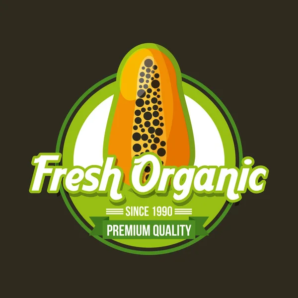 Gambar lambang makanan organik segar - Stok Vektor