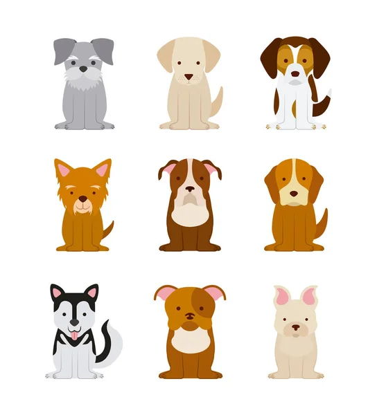 Icono conjunto amor perros — Archivo Imágenes Vectoriales