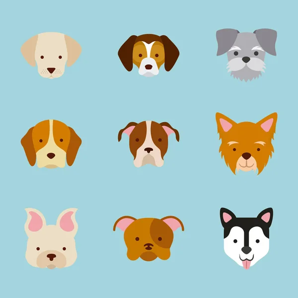 Icono conjunto amor perros — Vector de stock