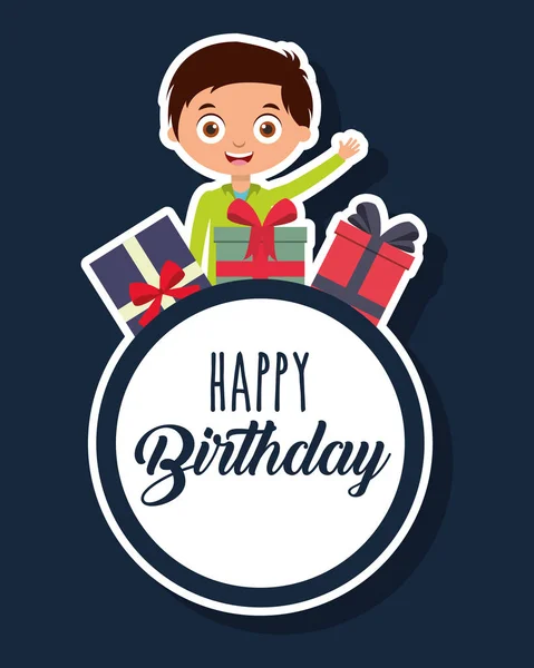 Happy birthday card with kids — Stock Vector