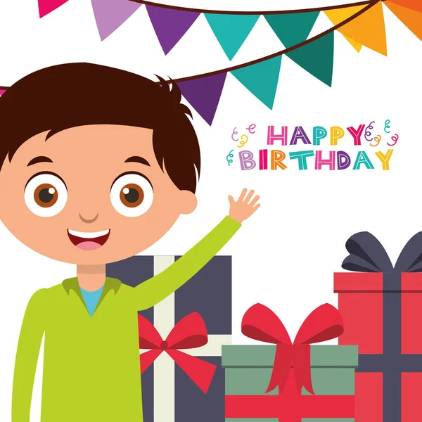 Boldog születésnapot kártya gyerekekkel — Stock Vector