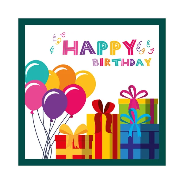 Tarjeta de cumpleaños feliz con los niños — Vector de stock