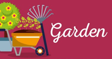 ağaç çiçek dirgen el arabası araçları Bahçe Afiş saksı