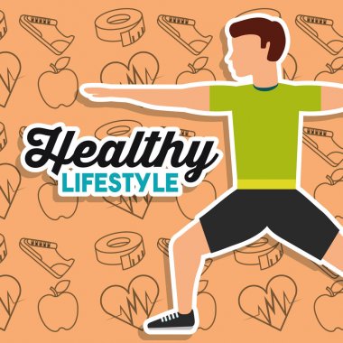 sağlıklı yaşam adam eğitim spor simgeleri arka plan germe