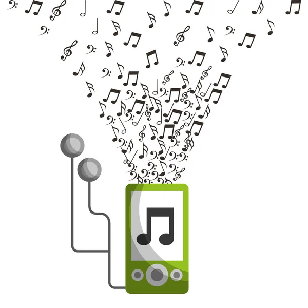 Mp3-Musik-Note-Kopfhörer-Gerät — Stockvektor