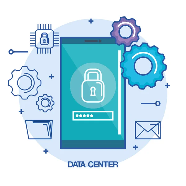 Veri Merkezi cep telefonu güvenlik parolası — Stok Vektör