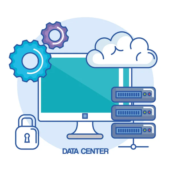 Centro de datos ordenador base sistema de protección — Archivo Imágenes Vectoriales