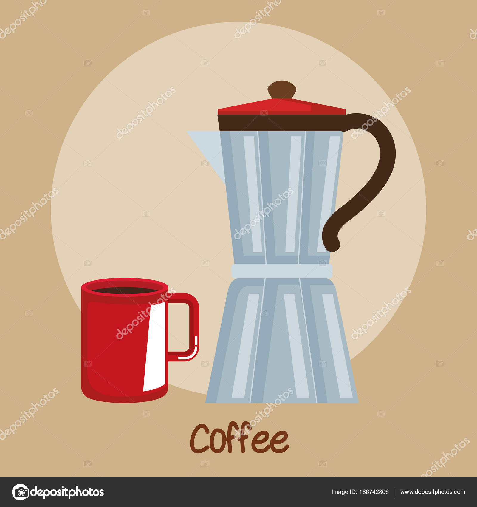 コーヒー メーカーと赤のマグカップ準備要素 ストックベクター C Yupiramos