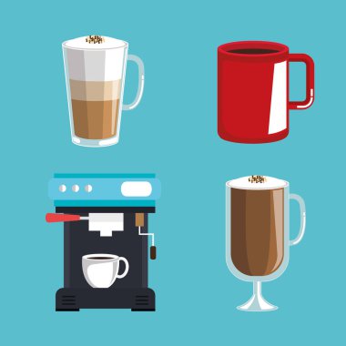 kahve elemanları ve aksesuarları kavram kümesi