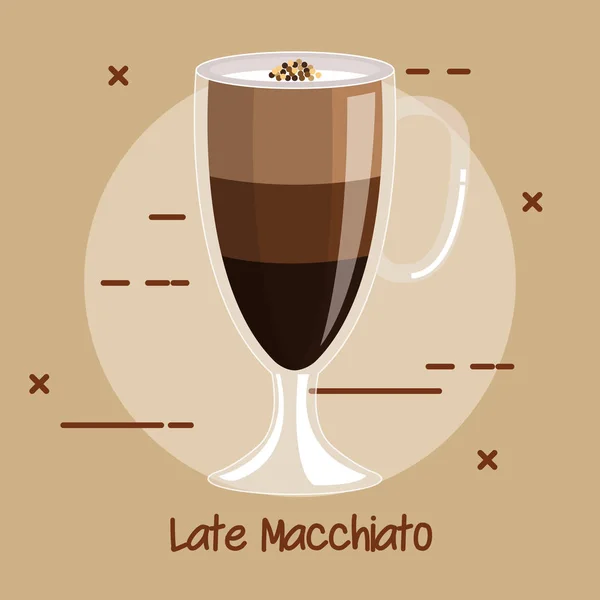 Taza de café con leche macchiato elemento de menú receta de café para bar café o restaurante — Archivo Imágenes Vectoriales