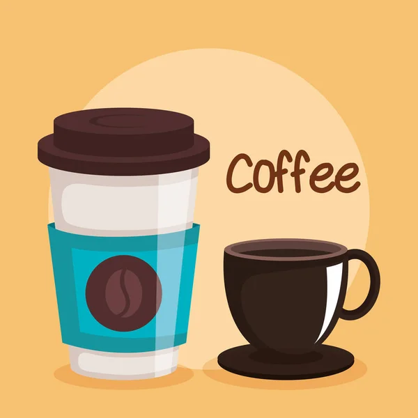 Kávé csésze két változatban rendelkezésre álló ital — Stock Vector